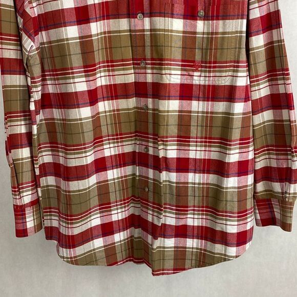 Wrangler Twenty X 20X Button Down Shirt Mens Sz M Long Sleeve Plaid Red Tan West - Picture 3 of 12